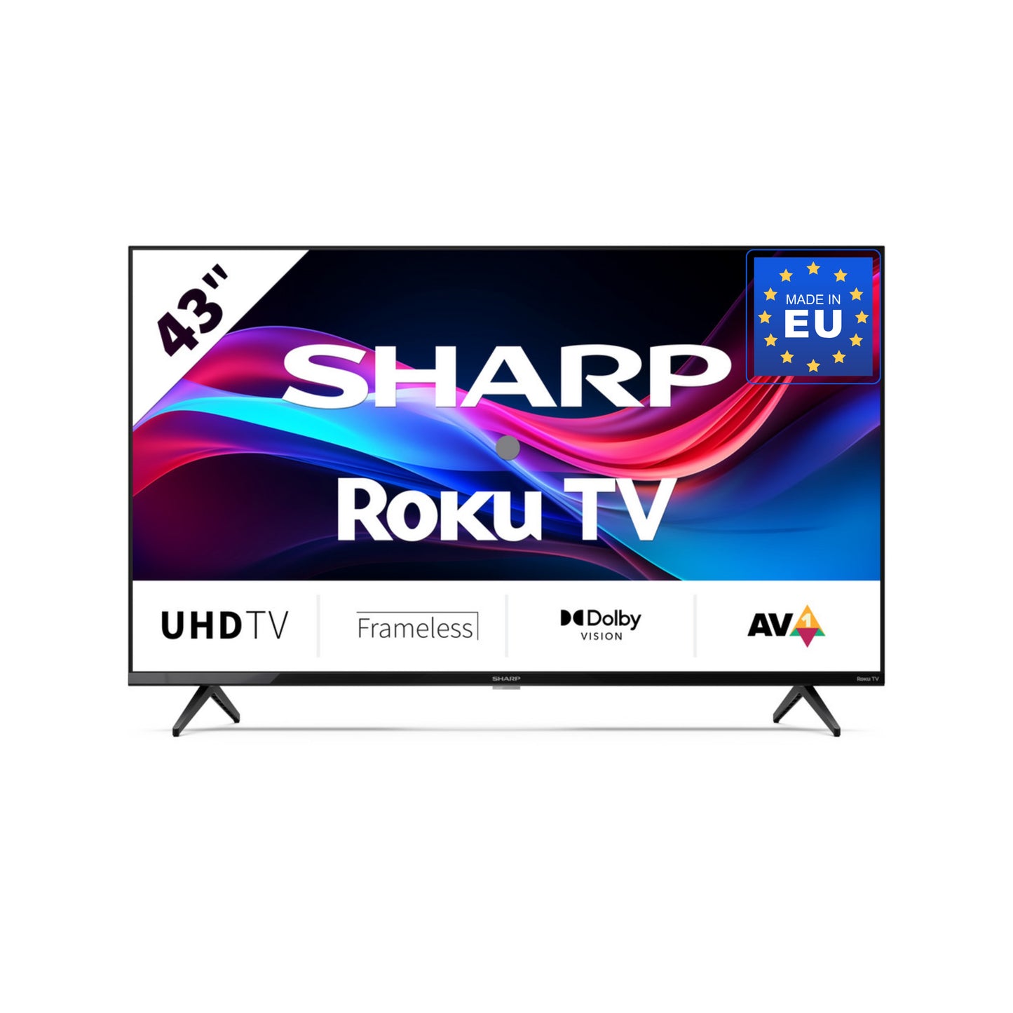 43GJ4225E - 43 Zoll Fernseher (108 cm) 4K Ultra HD Roku TV - Gaming & Streaming LED Smart TV ohne Rahmen (HDR10, HDMI 2.1, AV1-Codec, Receiver, WLAN) - Netflix, Prime, Youtube, Disney+, Apple TV
