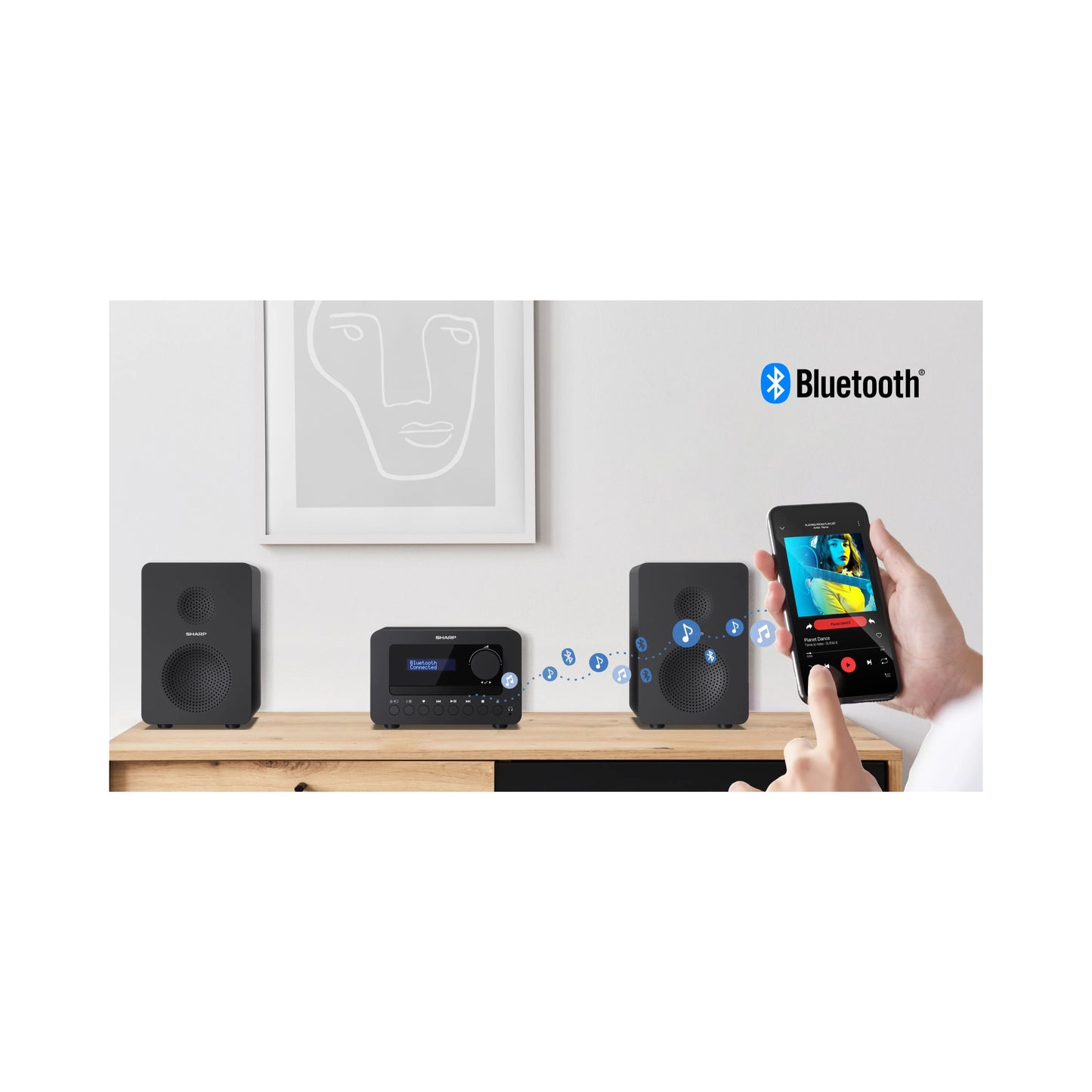 XL-B520D – Hi-Fi Microsystem mit DAB+/FM, Bluetooth 5.0, CD-Player & USB-Wiedergabe – 2-Wege-Holzlautsprecher, 40W Spitzenleistung, Doppelwecker