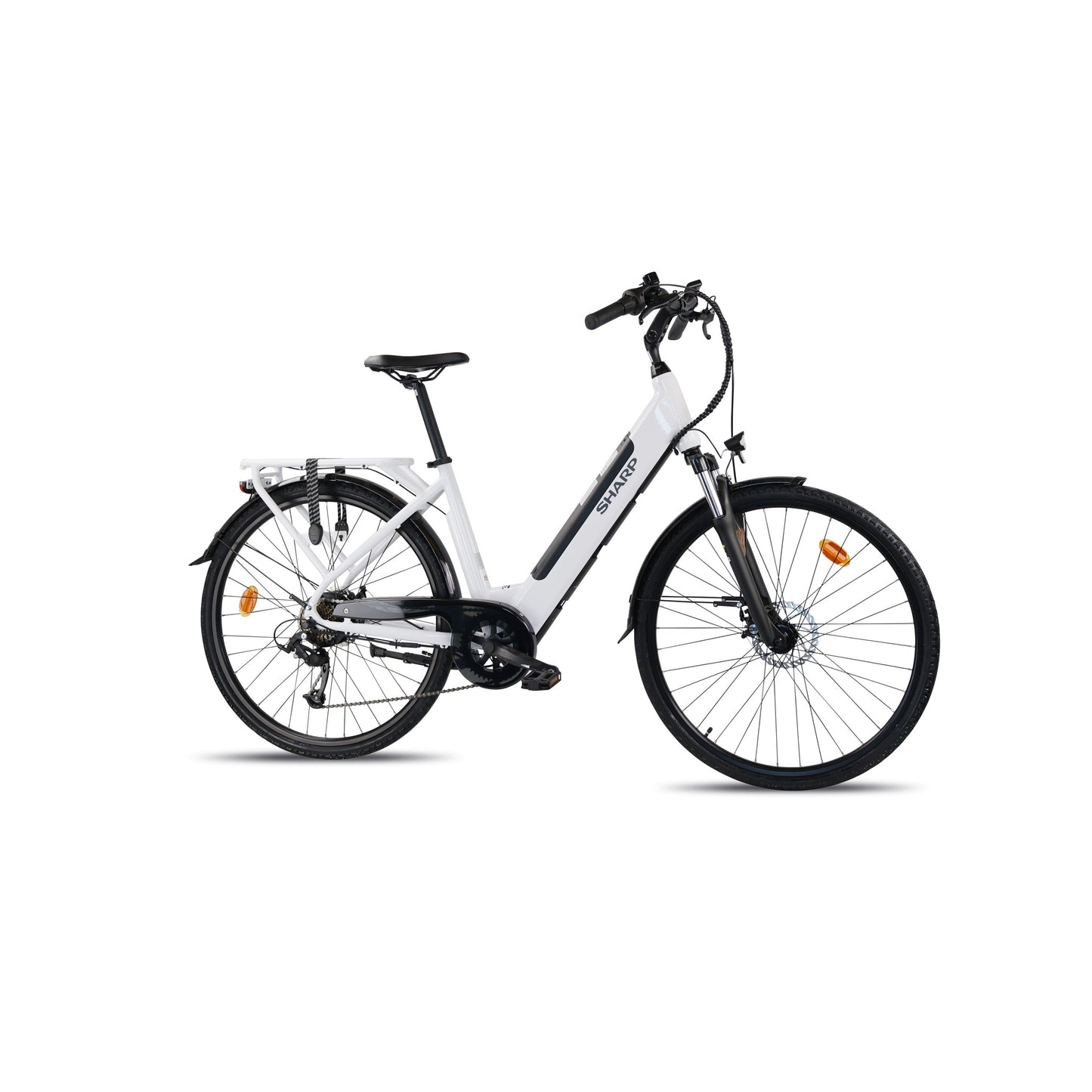 ED05EW - City e-Bike für Damen - elegantes 28 Zoll Tiefeinsteiger Pedelec (250 W Motor, 18,5 Zoll Rahmen, 12.8Ah Akku, Shimano 7-Gang, Scheibenbremsen, 25km/h, bis 80km Reichweite) - weiß