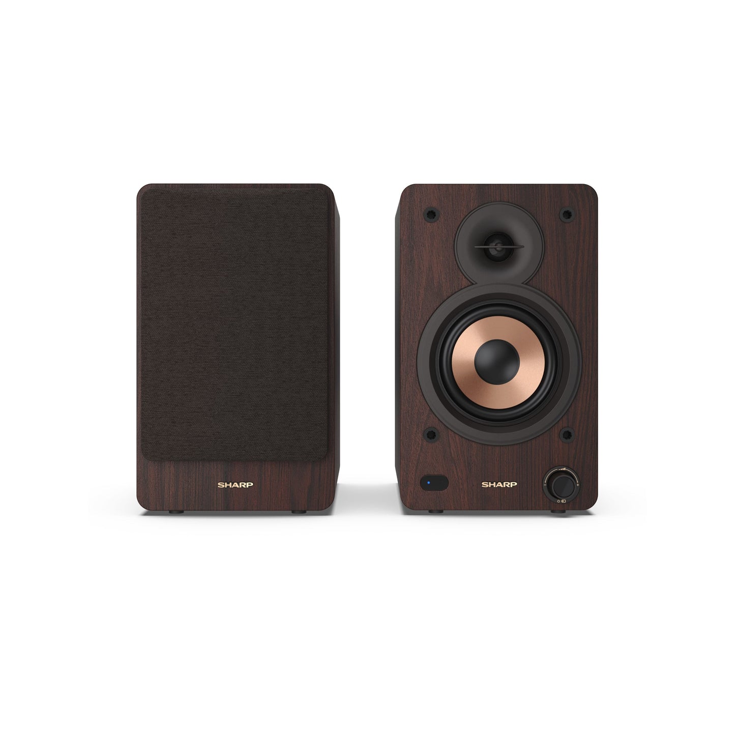 CP-SS30(BR) – Regallautsprecher (60W RMS, 2-Wege-Aktivboxen) mit Bluetooth 5.0 – Holzgehäuse, USB-, RCA-, AUX- & optischer Eingang, abnehmbare Gitter, 5 Equalizer-Modi