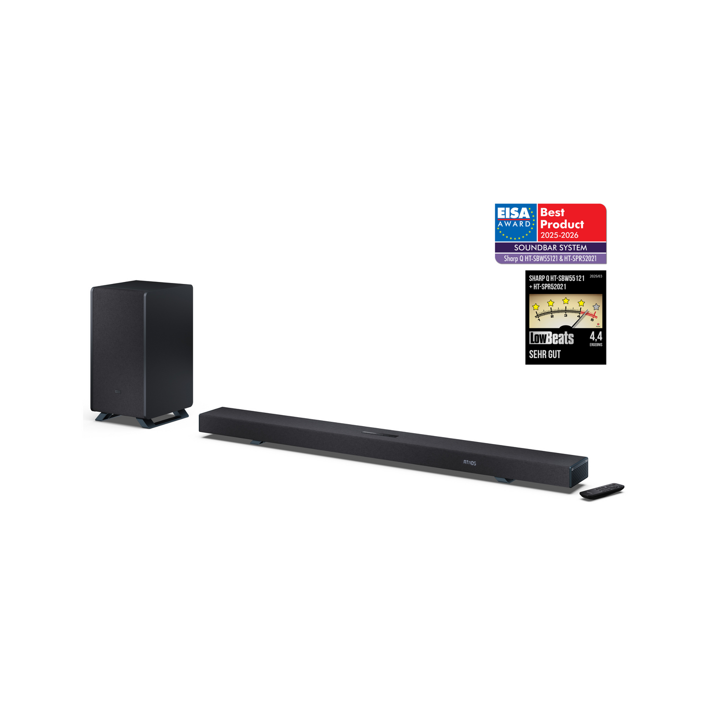 Sharp HT-SBW55121BK Q Soundbar | 5.1.2 Dolby Atmos, 650W