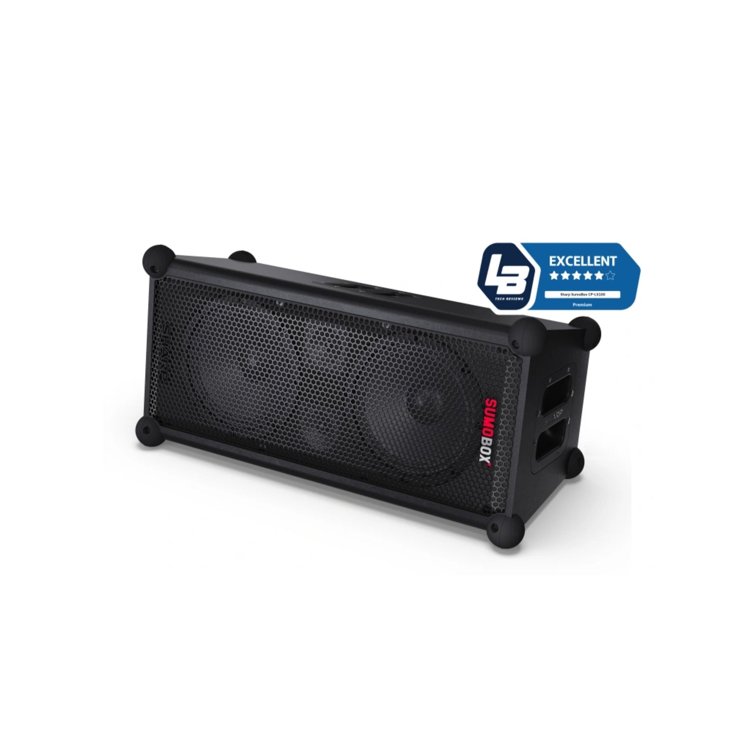 CP-LS100 SumoBox - tragbarer Party Lautsprecher Bluetooth (120W RMS, 105 dB, Akku 10h, XLR/TRS, Equalizer Indoor/Outdoor, TWS, Holzgehäuse, Devialet SAM®, App-Steuerung)