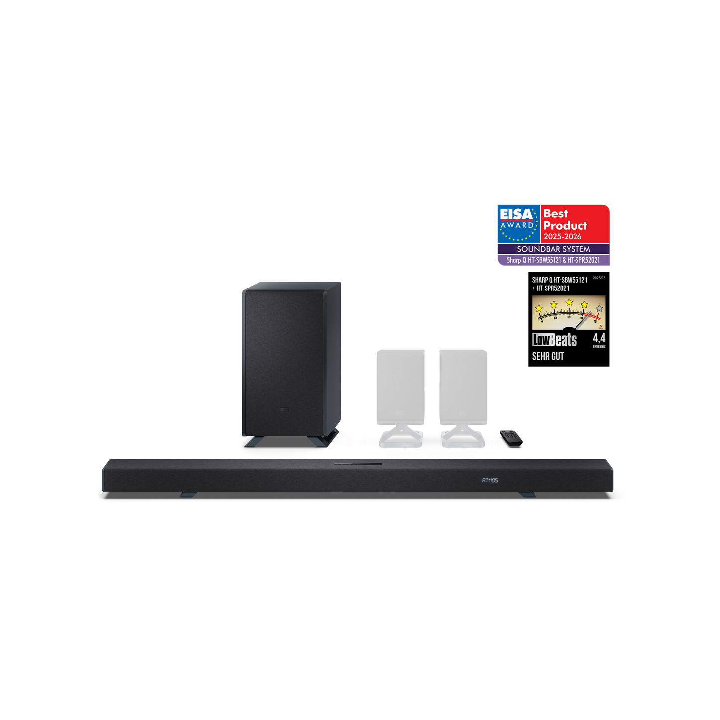 Sharp HT-SBW55121BK Q Soundbar | 5.1.2 Dolby Atmos, 650W