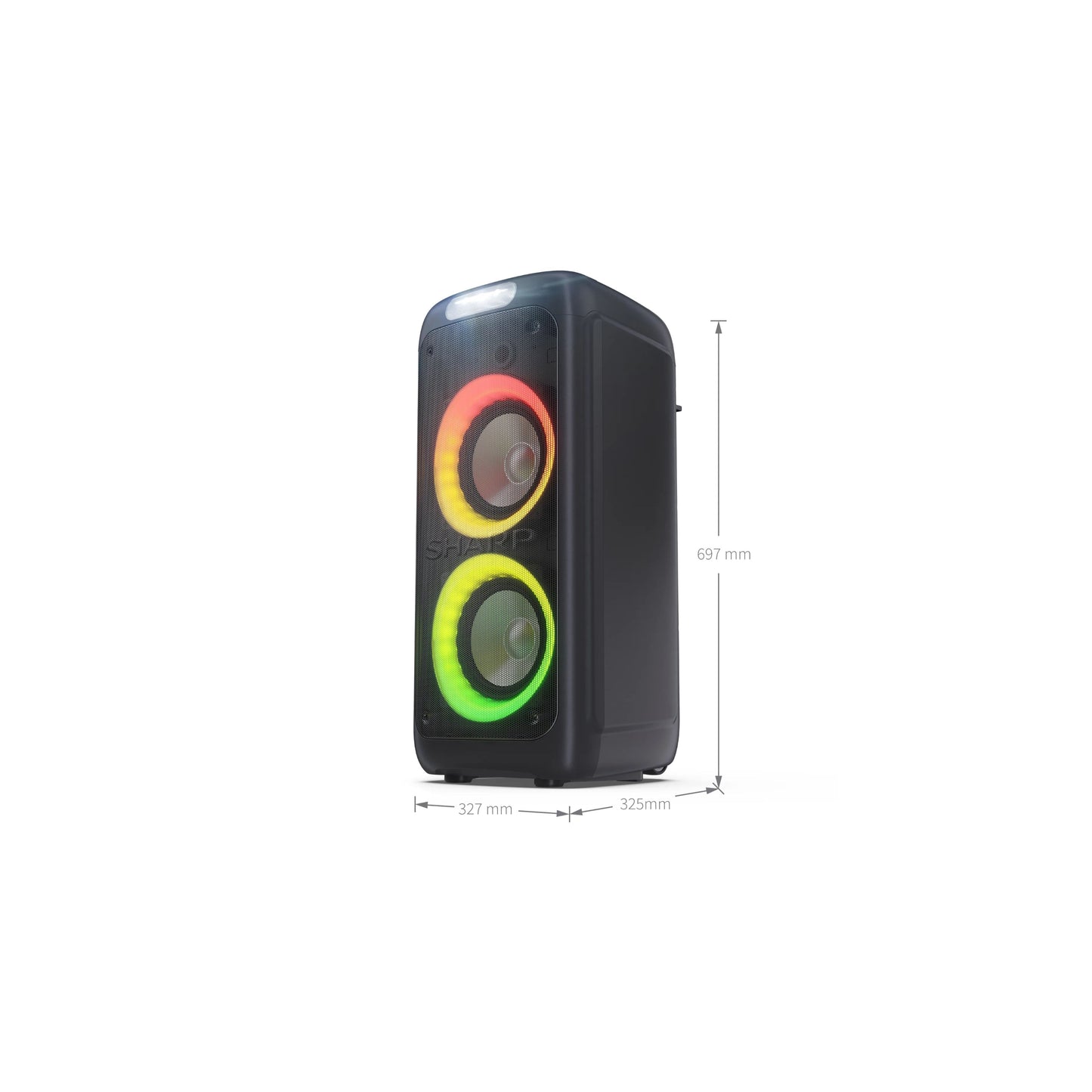 PS-949 – Fahrbarer Party Lautsprecher (132W) mit Bluetooth, Disco-Lichtern & DJ-Effekten – Spritzwassergeschützt (IPX4), Duo Mode, Mikrofon-/Gitarren-Eingänge, USB-Wiedergabe, 12 Std. Akku