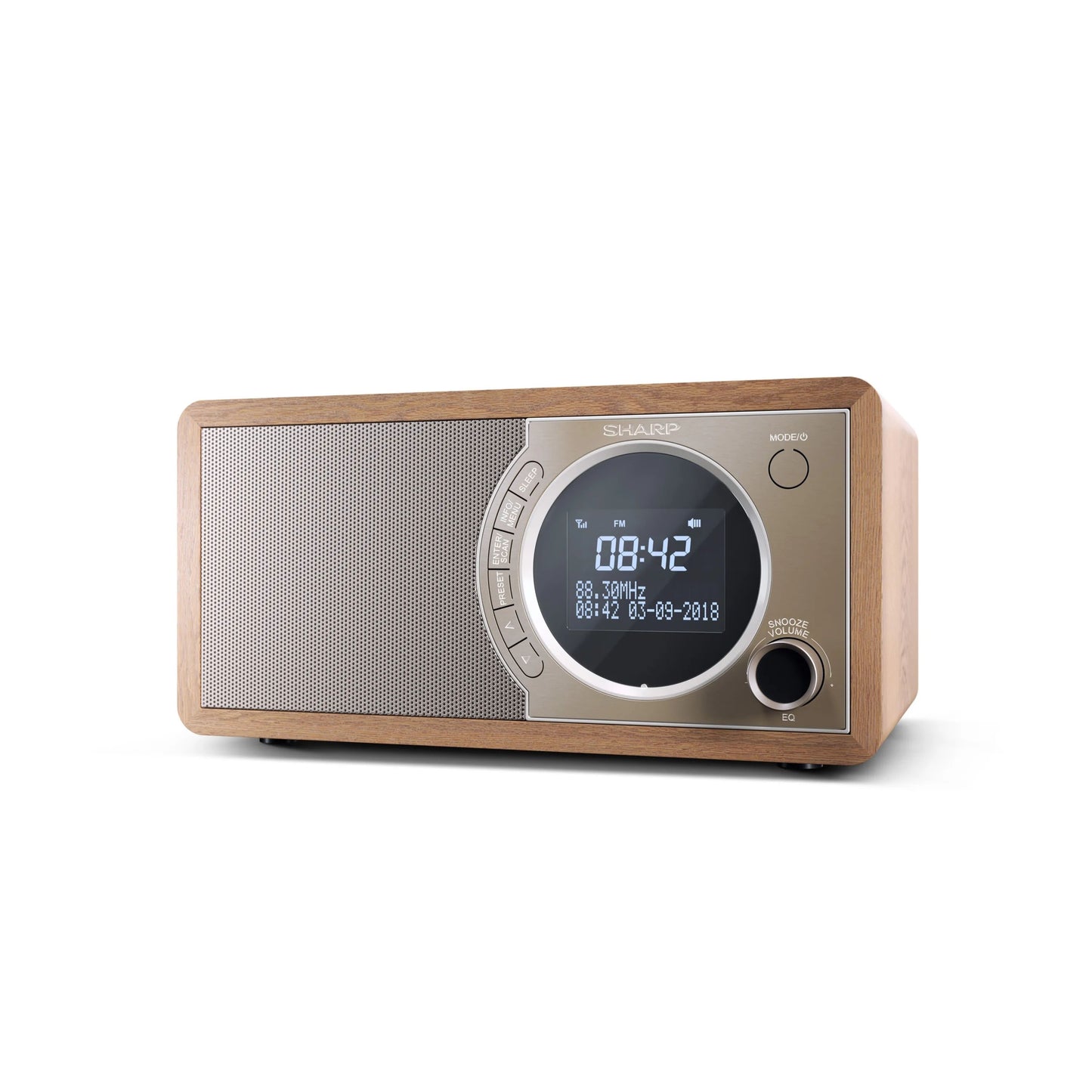DR-450BR – Digitalradio mit DAB+/FM & Bluetooth 4.2 – 20 Senderspeicher, schwarzes Holzgehäuse mit Edelstahl-Front, LCD-Display mit Dimmer, Weckerfunktion mit Snooze, kompakt & energiesparend