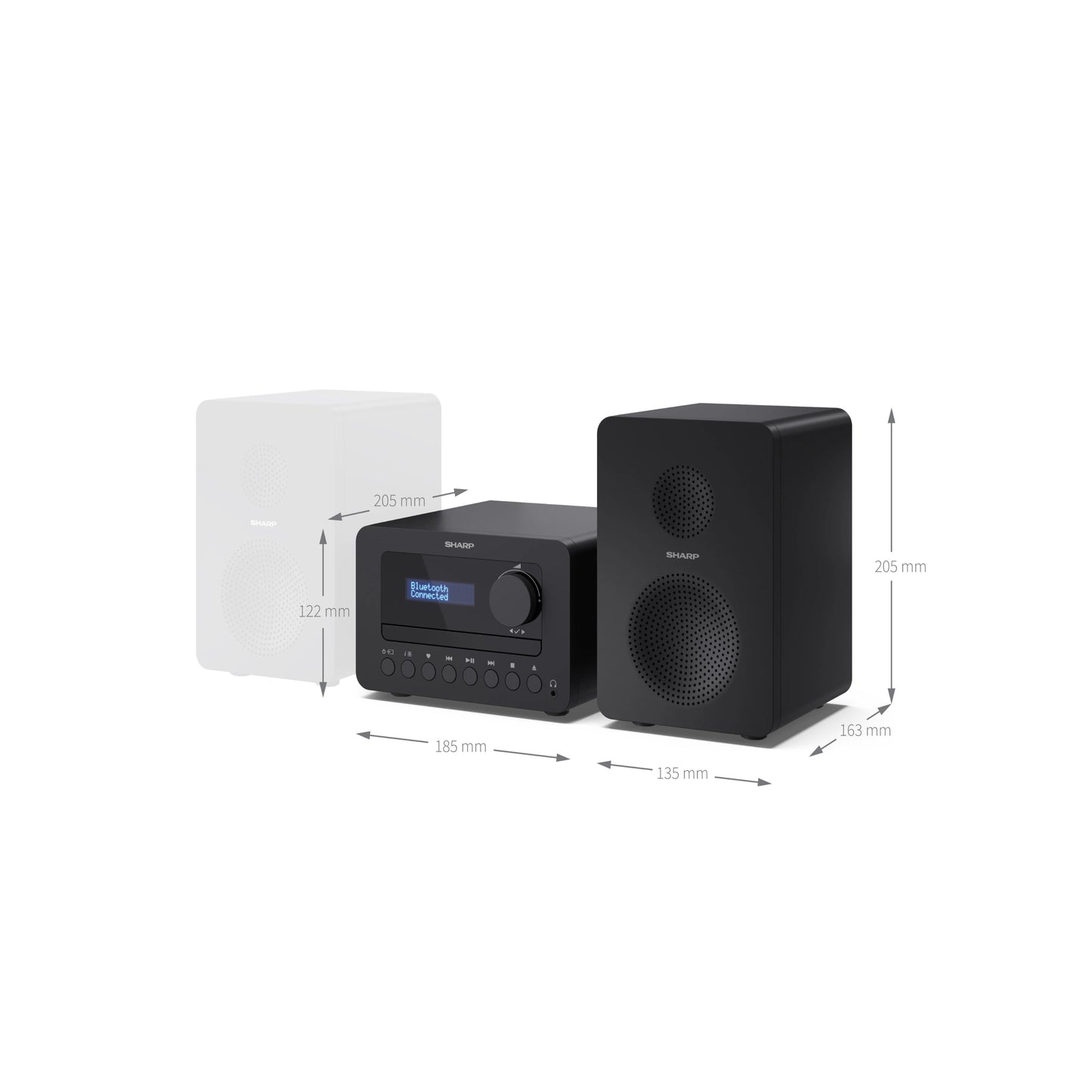 XL-B520D – Hi-Fi Microsystem mit DAB+/FM, Bluetooth 5.0, CD-Player & USB-Wiedergabe – 2-Wege-Holzlautsprecher, 40W Spitzenleistung, Doppelwecker