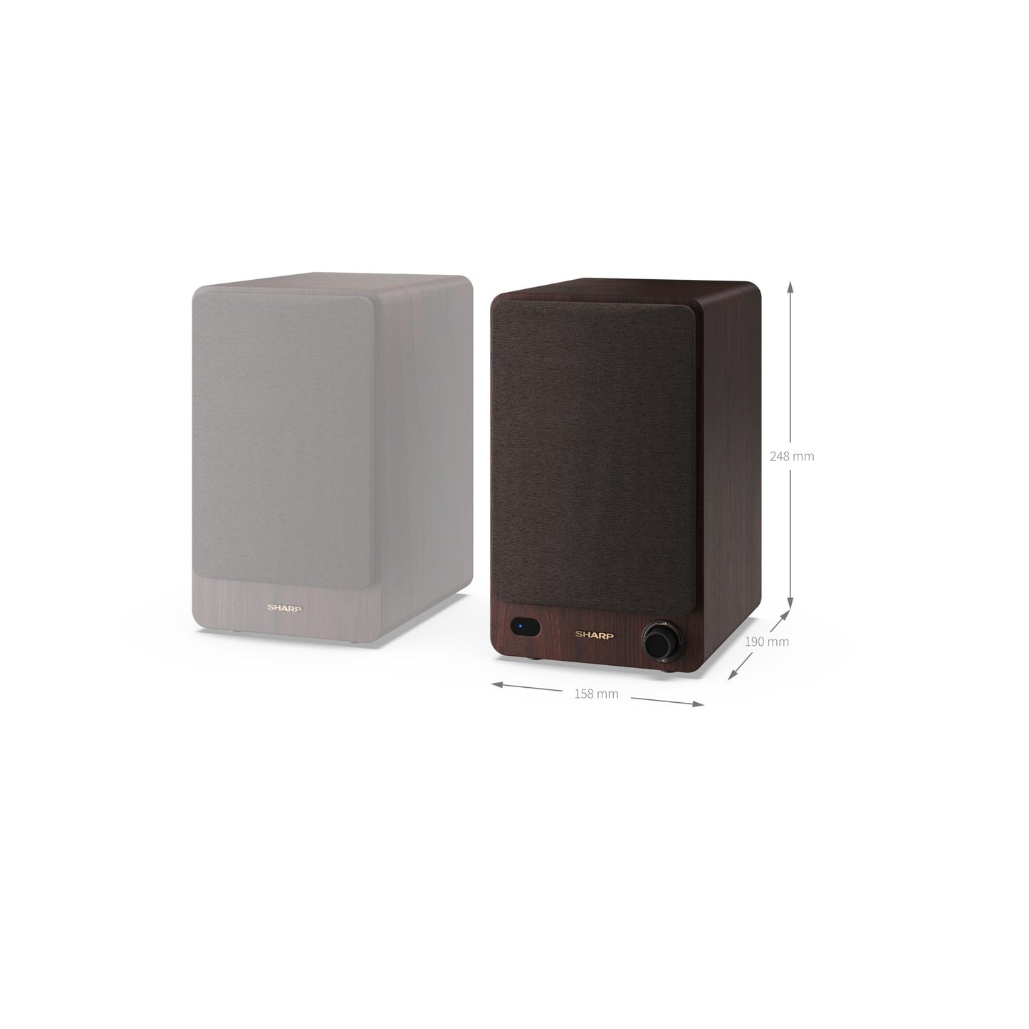 CP-SS30(BR) – Regallautsprecher (60W RMS, 2-Wege-Aktivboxen) mit Bluetooth 5.0 – Holzgehäuse, USB-, RCA-, AUX- & optischer Eingang, abnehmbare Gitter, 5 Equalizer-Modi