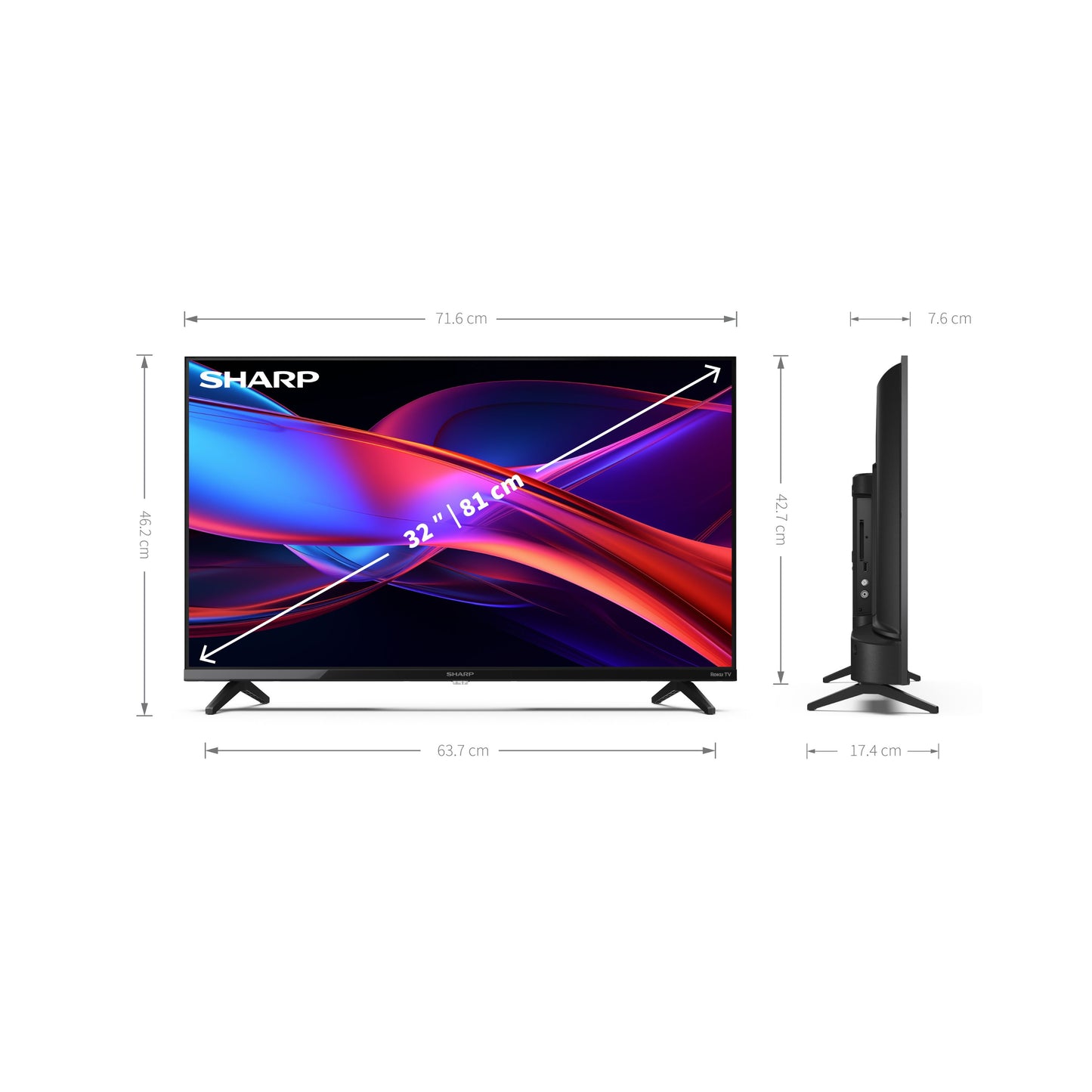 32GD2225E – 32 Zoll Fernseher Smart TV (81 cm) Roku TV– HDR10, Dreifach-Tuner DVB-T2/C/S2, 3x HDMI, USB, WLAN