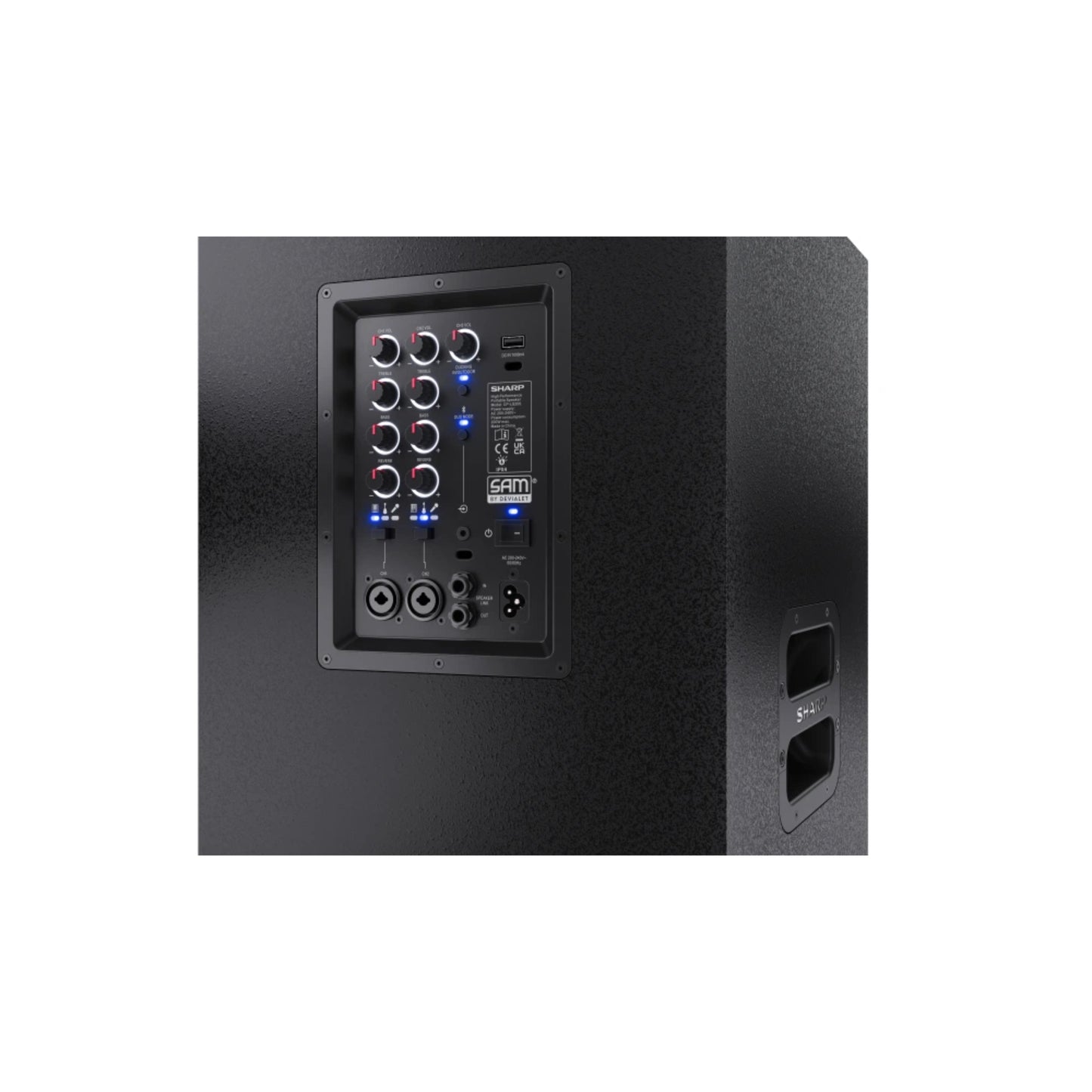 CP-LS200 SumoBox Pro- tragbarer Party Lautsprecher Bluetooth 5.0 (200W RMS, 108 dB, IPX4, Akku 8h, XLR/TRS, Equalizer, TWS, Holzgehäuse, Devialet SAM®, App-Steuerung)
