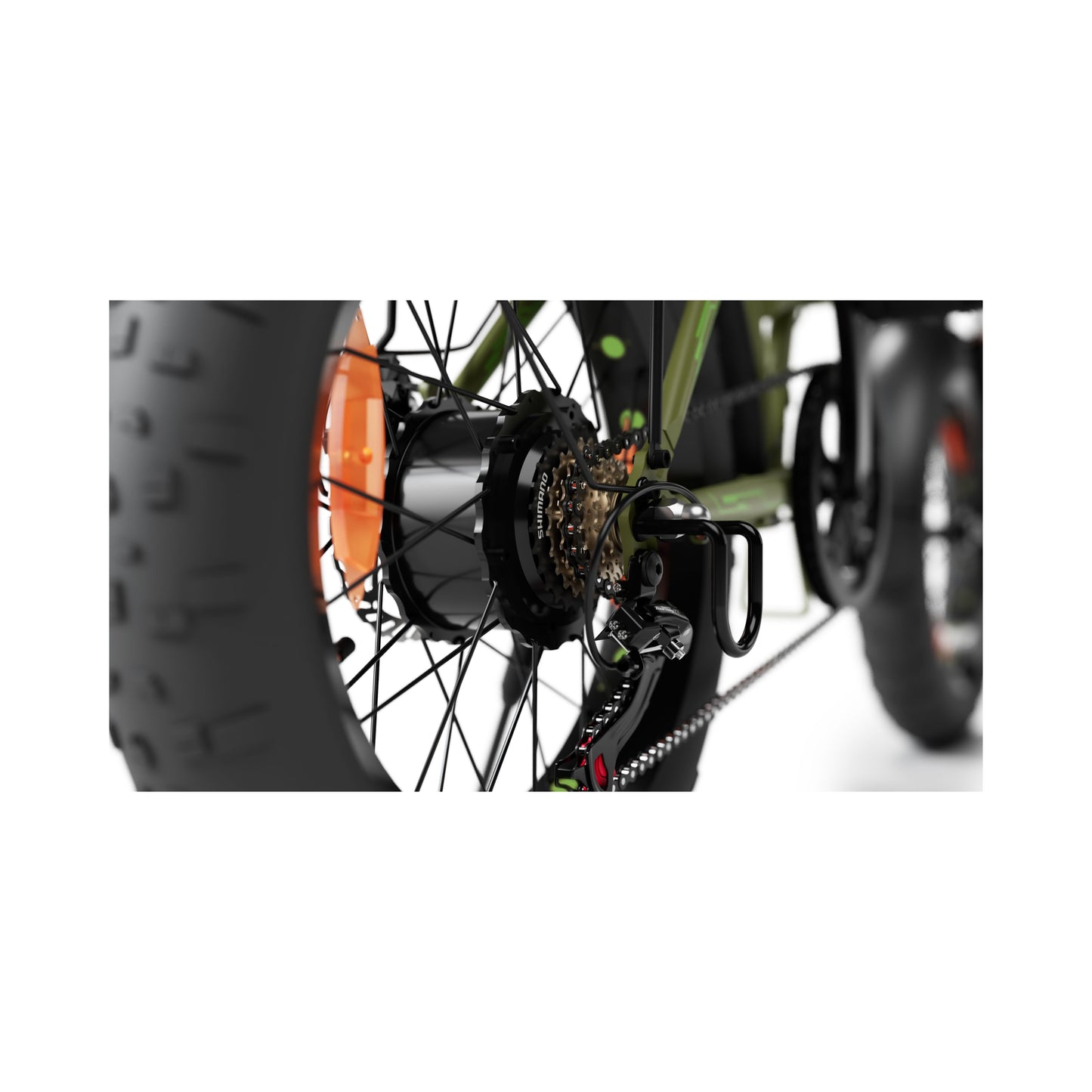 FS08EGG - faltbares e-Fatbike - 20 Zoll Klapprad für Camping & Pendler (250W Motor, 10,2Ah Batterie, Shimano 7-Gang, Scheibenbremsen, 25 km/h, bis zu 52 km Reichweite, LCD Display) - Olivgrün