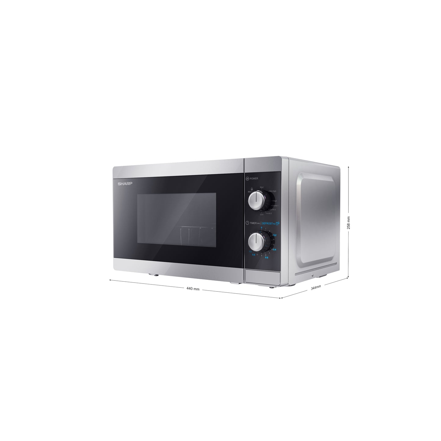 YC-MG01E-S – Grill-Mikrowellenherd (20L, 800W Mikrowelle, 1000W Grill) – Manuelle Steuerung, Garraumbeleuchtung