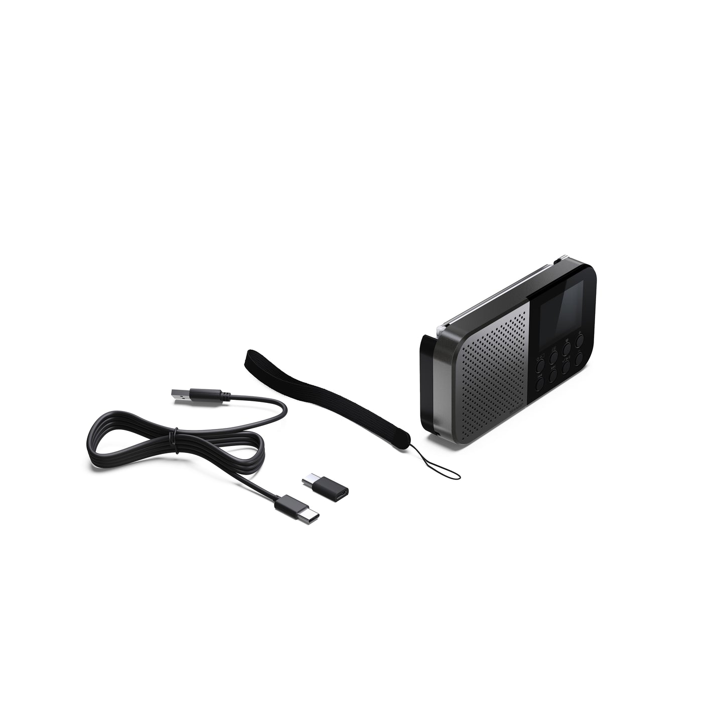 DR-P520GY Osaka Digitalradio tragbar, DAB+/FM, Bluetooth 5.3, USB/Akku, 2" Farb-Display, Kopfhöreranschluss, Grau