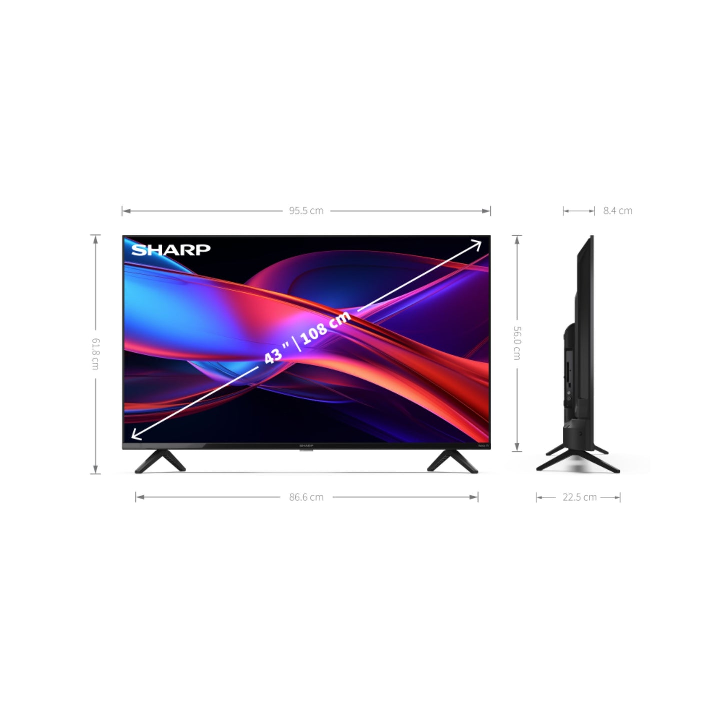 43GD2225E - 43 Zoll Fernseher (108 cm) Full HD Roku TV - Multimedia Streaming LED Smart TV ohne Rahmen (HDR10, AV1-Codec, 3 HDMI, Receiver, WLAN) - Netflix, Prime, Disney+, Apple TV