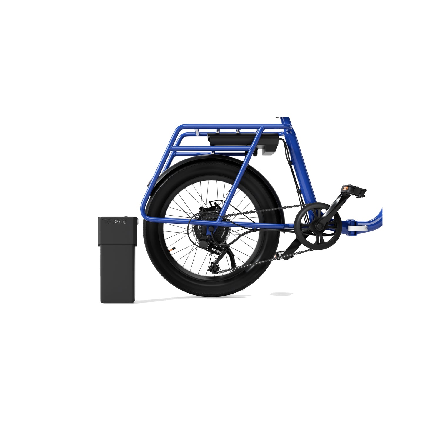 BD03EBL - faltbares e-Bike - 20 Zoll Klapprad für Camping & Pendler (250W Motor, Tiefeinsteiger, 10,4 Ah Batterie, Shimano 7-Gang, Scheibenbremsen, 25km/h, bis zu 40km Reichweite) - blau