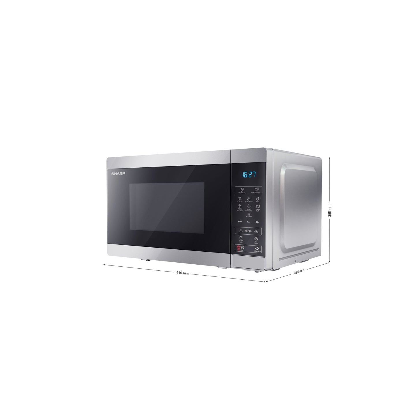 YC-MS02E-S – Mikrowelle 20L, 800W mit digitaler Steuerung – 11 Leistungsstufen, Garraumbeleuchtung, Silber/Schwarz