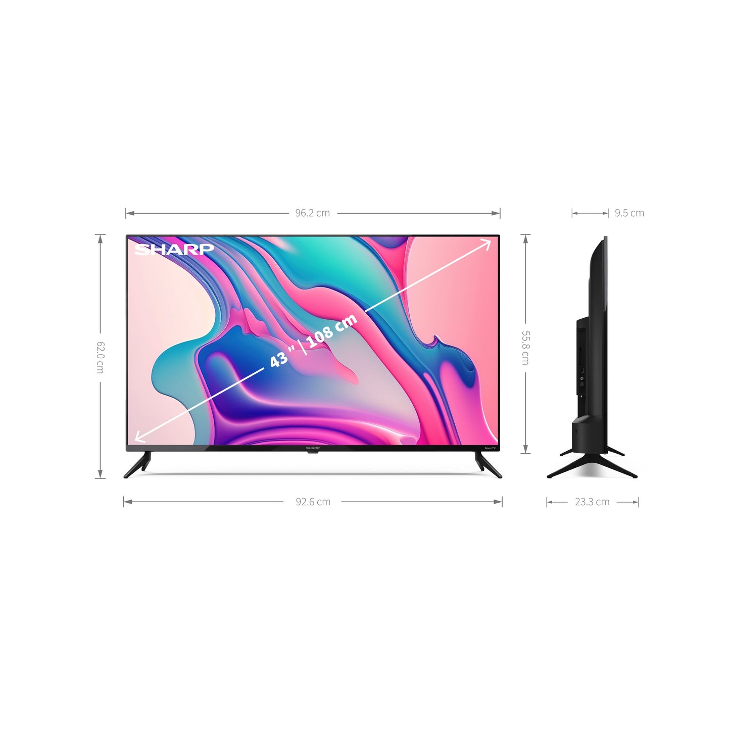 43FD2E – 43 Zoll Fernseher Full HD Roku Smart TV – Rahmenloses Design, HDR10, WLAN, LED-Hintergrundbeleuchtung