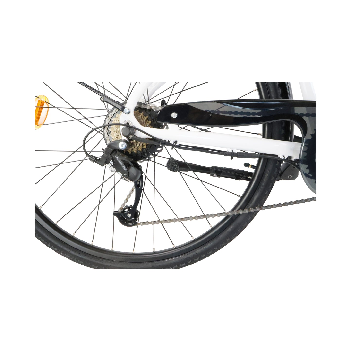 ED05EW - City e-Bike für Damen - elegantes 28 Zoll Tiefeinsteiger Pedelec (250 W Motor, 18,5 Zoll Rahmen, 12.8Ah Akku, Shimano 7-Gang, Scheibenbremsen, 25km/h, bis 80km Reichweite) - weiß