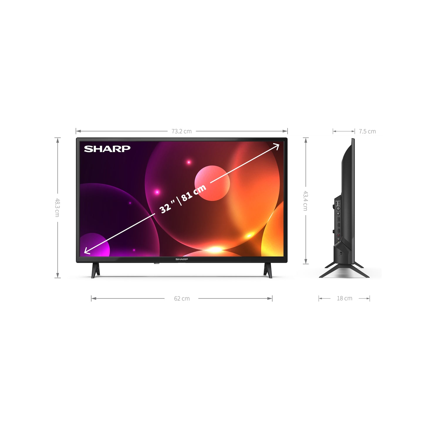 32FA2E - 32 Zoll Fernseher (80 cm) HD Ready TV ohne Internet - LED Non-Smart TV (HDMI ARC, USB, inkl. Receiver)