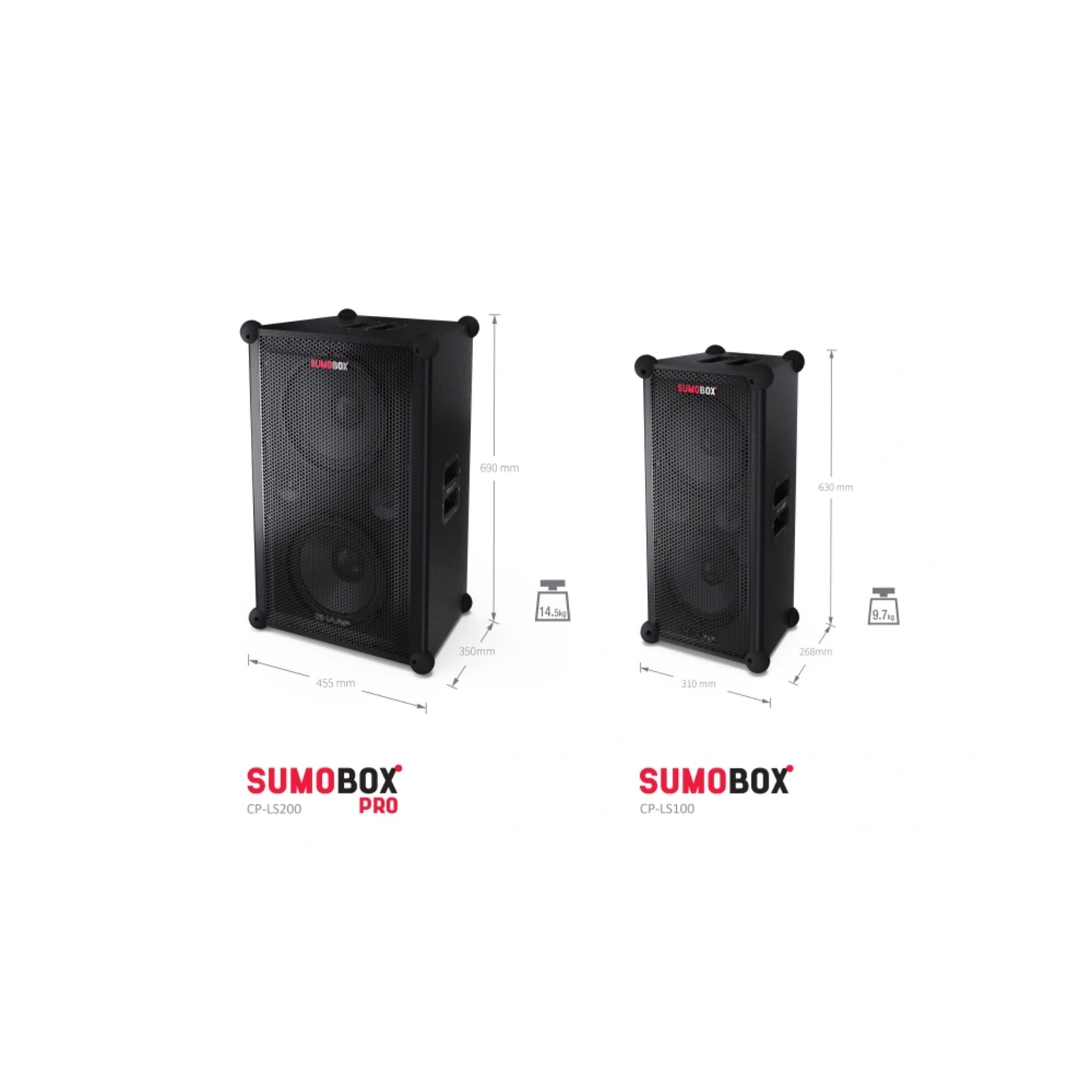 CP-LS200 SumoBox Pro- tragbarer Party Lautsprecher Bluetooth 5.0 (200W RMS, 108 dB, IPX4, Akku 8h, XLR/TRS, Equalizer, TWS, Holzgehäuse, Devialet SAM®, App-Steuerung)