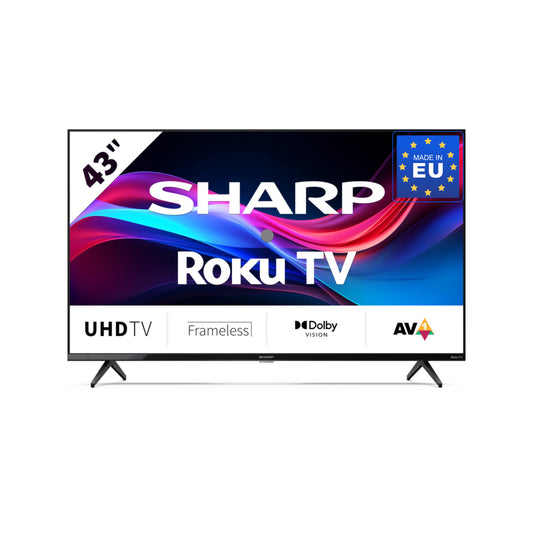 43GJ4225E - 43 Zoll Fernseher (108 cm) 4K Ultra HD Roku TV - Gaming & Streaming LED Smart TV ohne Rahmen (HDR10, HDMI 2.1, AV1-Codec, Receiver, WLAN) - Netflix, Prime, Youtube, Disney+, Apple TV