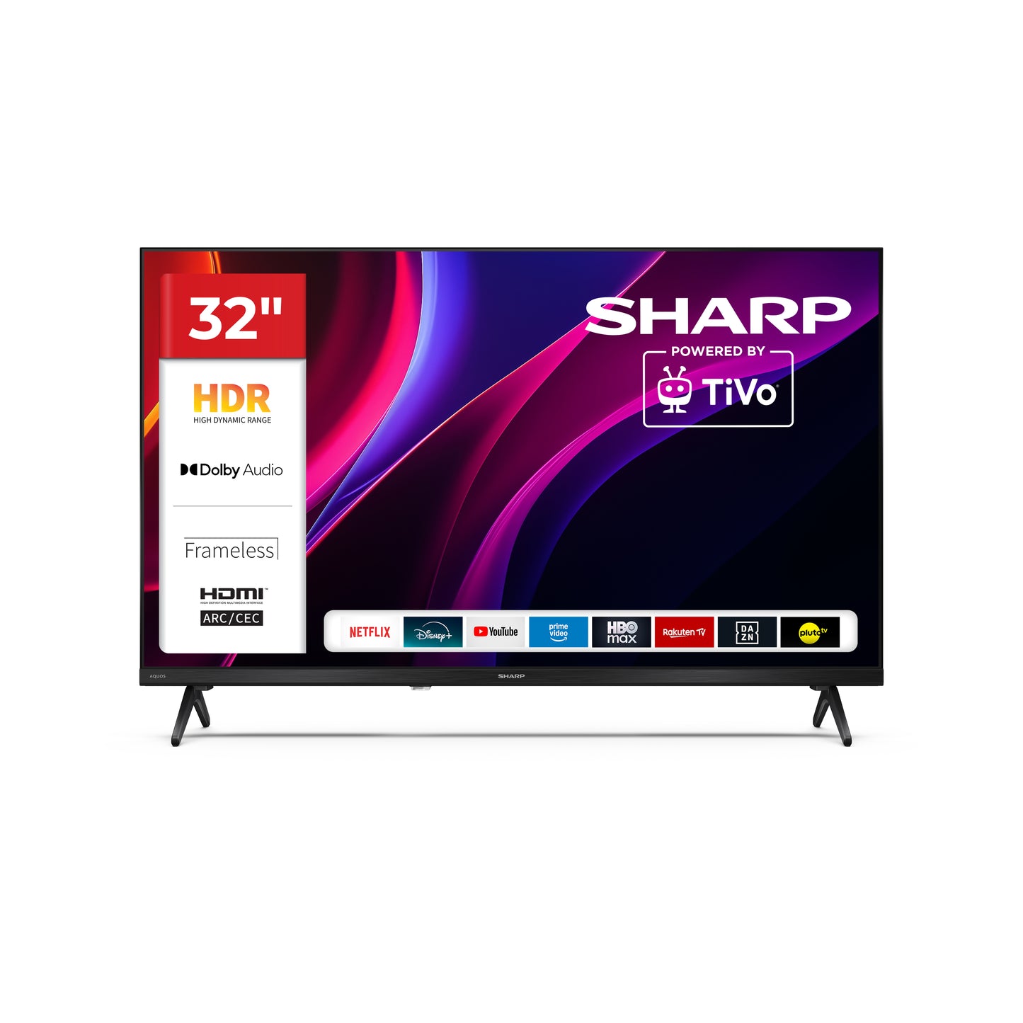 32 Zoll HD TiVo Smart TV – rahmenloser LED-Fernseher mit HDR10, AV1 & WLAN
