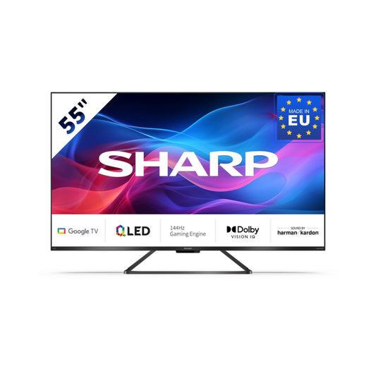 55GR8265E – 55 Zoll Fernseher 4K Ultra HD QLED Google TV – 144Hz, Dolby Vision IQ, Dolby Atmos, Solar-Fernbedienung, HDMI 2.1 eARC, VRR & ALLM, perfekt für Filme, Streaming & Gaming