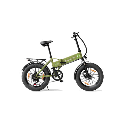 FS08EGG - faltbares e-Fatbike - 20 Zoll Klapprad für Camping & Pendler (250W Motor, 10,2Ah Batterie, Shimano 7-Gang, Scheibenbremsen, 25 km/h, bis zu 52 km Reichweite, LCD Display) - Olivgrün