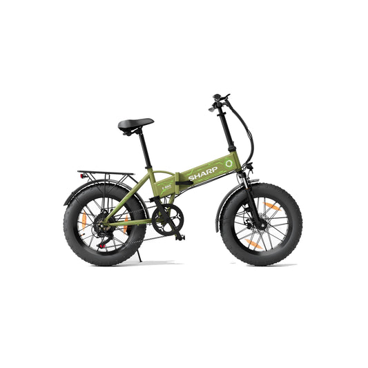 FS08EGG - faltbares e-Fatbike - 20 Zoll Klapprad für Camping & Pendler (250W Motor, 10,2Ah Batterie, Shimano 7-Gang, Scheibenbremsen, 25 km/h, bis zu 52 km Reichweite, LCD Display) - Olivgrün