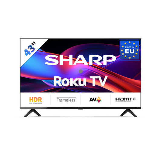 43GD2225E - 43 Zoll Fernseher (108 cm) Full HD Roku TV - Multimedia Streaming LED Smart TV ohne Rahmen (HDR10, AV1-Codec, 3 HDMI, Receiver, WLAN) - Netflix, Prime, Disney+, Apple TV