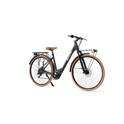 DM02EB - City e-Bike für Damen - elegantes 28 Zoll Hollandrad (250W Motor, 20 Zoll Rahmen, Tiefeinsteiger, 7,8Ah Akku, Shimano 6-Gang, Scheibenbremsen, 25km/h, bis 60km Reichweite) - schwarz