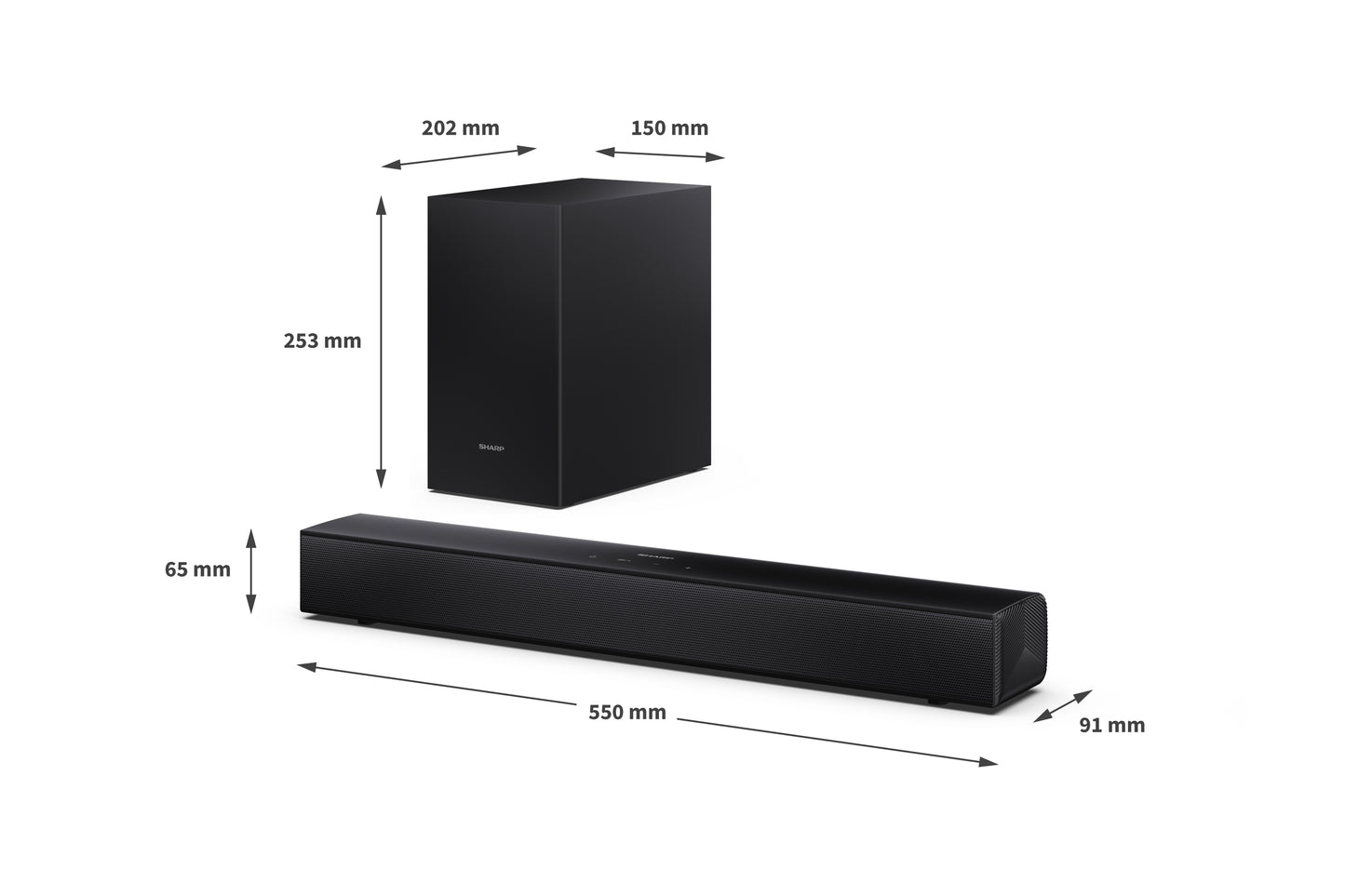 2.1 Soundbar – kompakt mit kabellosem Subwoofer & Bluetooth 5.3 Musikstreaming