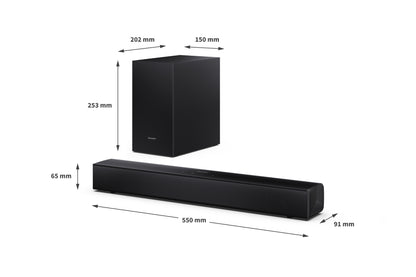 2.1 Soundbar – kompakt mit kabellosem Subwoofer & Bluetooth 5.3 Musikstreaming