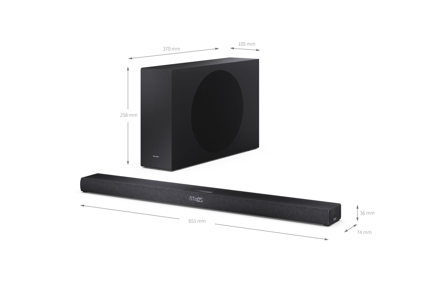 2.1 Dolby Atmos® Soundbar – ultraflach mit kabellosem Subwoofer & Bluetooth 5.3
