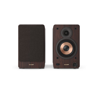 CP-SS30(BR) – Regallautsprecher (60W RMS, 2-Wege-Aktivboxen) mit Bluetooth 5.0 – Holzgehäuse, USB-, RCA-, AUX- & optischer Eingang, abnehmbare Gitter, 5 Equalizer-Modi
