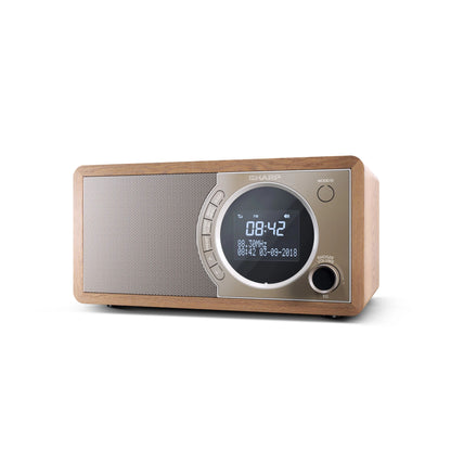 DR-450BR – Digitalradio mit DAB+/FM & Bluetooth 4.2 – 20 Senderspeicher, schwarzes Holzgehäuse mit Edelstahl-Front, LCD-Display mit Dimmer, Weckerfunktion mit Snooze, kompakt & energiesparend