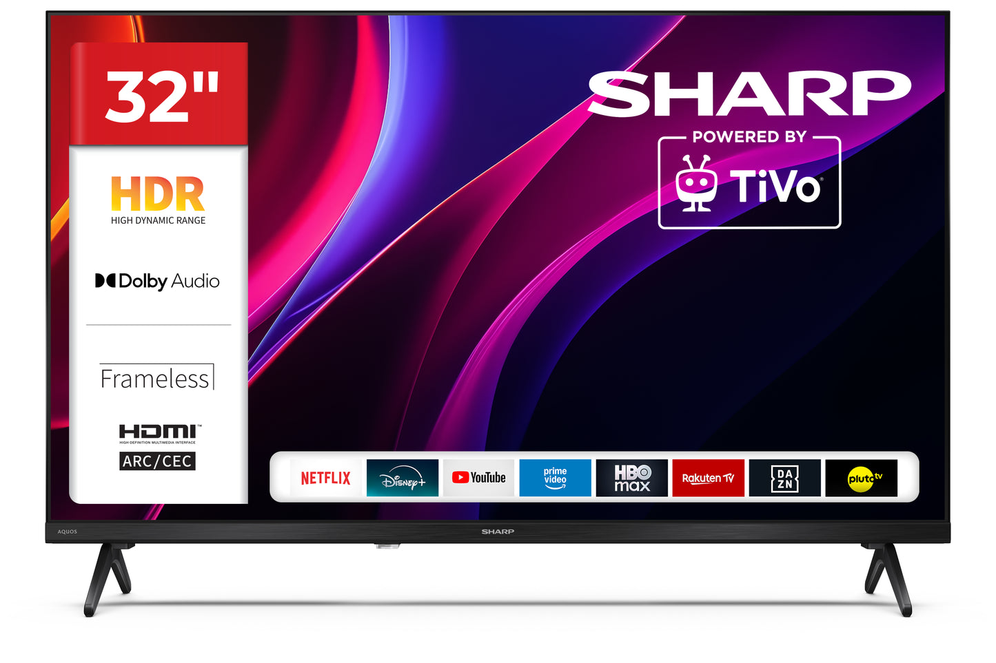 32 Zoll HD TiVo Smart TV – rahmenloser LED-Fernseher mit HDR10, AV1 & WLAN