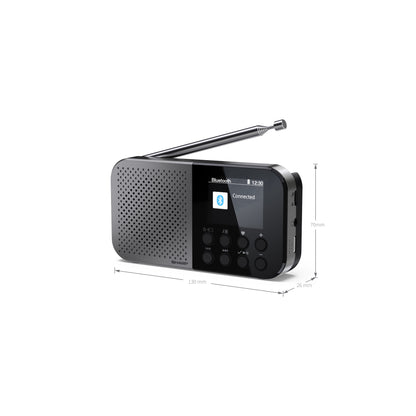 DR-P520GY Osaka Digitalradio tragbar, DAB+/FM, Bluetooth 5.3, USB/Akku, 2" Farb-Display, Kopfhöreranschluss, Grau