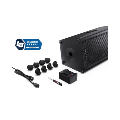 CP-LS100 SumoBox - tragbarer Party Lautsprecher Bluetooth (120W RMS, 105 dB, Akku 10h, XLR/TRS, Equalizer Indoor/Outdoor, TWS, Holzgehäuse, Devialet SAM®, App-Steuerung)