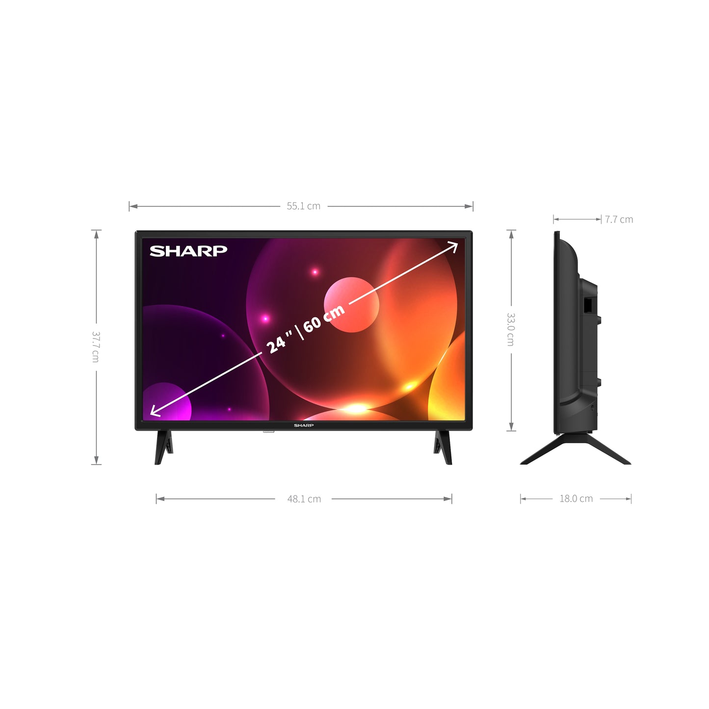 24FA2E - 24 Zoll Fernseher (60 cm) HD Ready TV ohne Internet -  LED Non-Smart TV (HDMI ARC, USB, inkl Receiver)