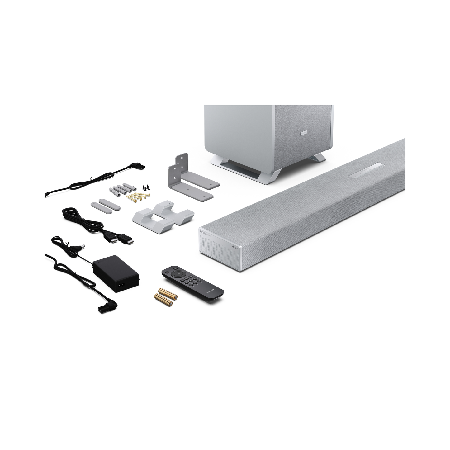 3.1.2 Dolby Atmos Soundbar – stilvoller Heimkino-Sound mit 550W & kabellosem Subwoofer - silber