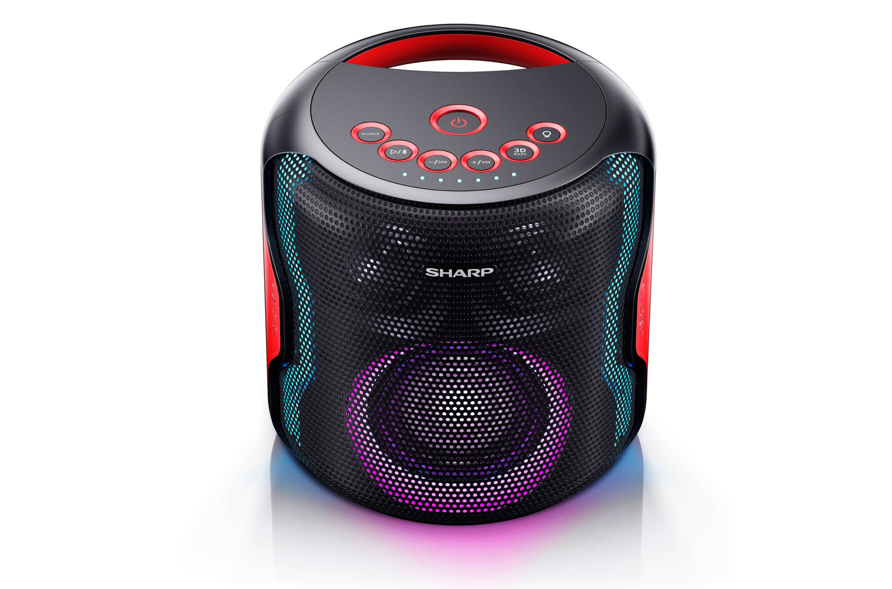 Sharp PS921BK Bluetooth Party Lautsprecher tragbar 130W mit 14h Akku, LED Beleuchtung & IPX5 Schutz